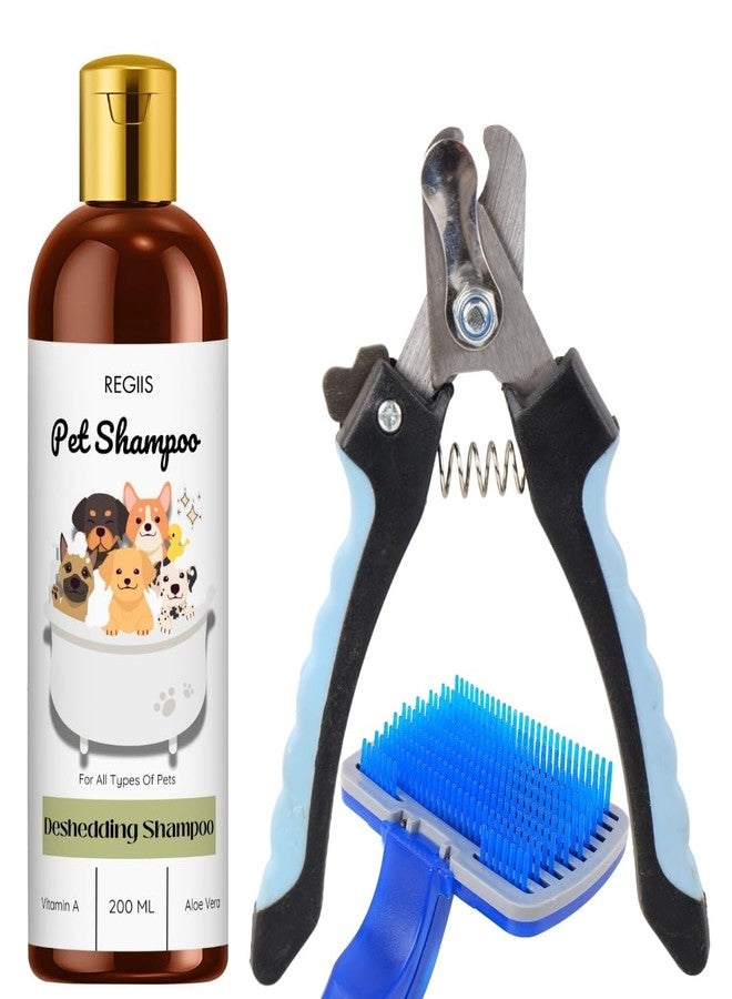 REGIIS Pet Shampoo, Deshedding Formula with Vitamin A and Aloe Vera, 200 ML, for All Types of Pets(Pack of 3) - Image 1